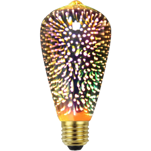 Edison-hehkulamppu 3D-ilotulitus LED-lamppu 4W 220-240V E27 Joulukuusen koristelamput Erikoisvalaisin (ST64) [Energiatehokkuusluokka G]