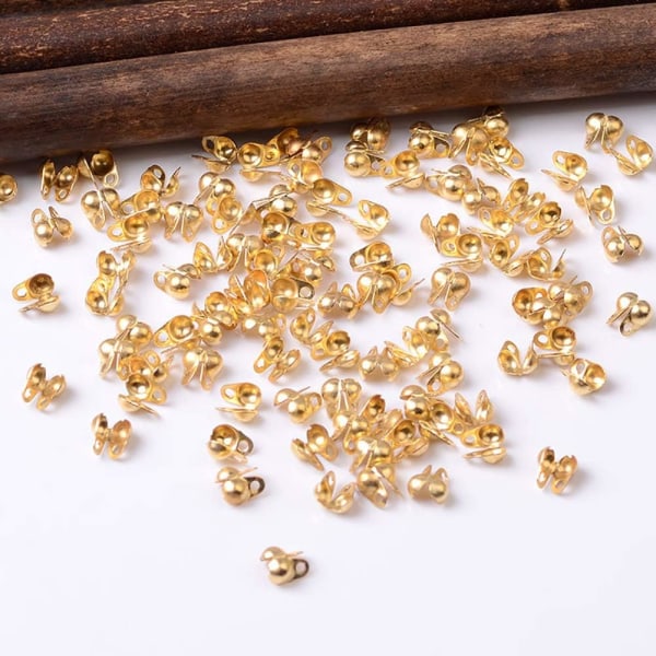 200 st. Öppna pärlspetsar Knutskydd Clamshell Cap Crimps Beads Kulkedjekoppling Spänne för smyckeshantverk 1,5 mm