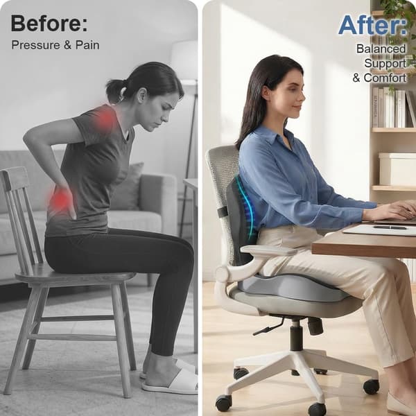 Ergonomisk sædepude i memoryskum til kontor-, bil- og gamingstole, mørkegrå Dark Gray