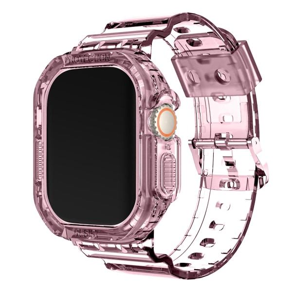 Kompatibel med Apple Watch 44/45mm rem beskyttelse silikone justerbar transparent pink