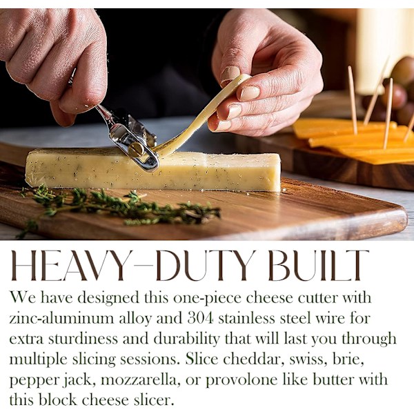 Osteskærer i rustfrit stål - Håndholdt osteskærer til cheddar, gruyere, raclette, mozzarellaostblok, osteskærer (sølv)