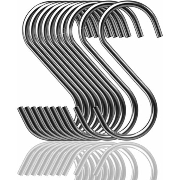 10-delad multifunktionskrok S-krok, rostfritt stål 304 S-krok för kontorskök, silver