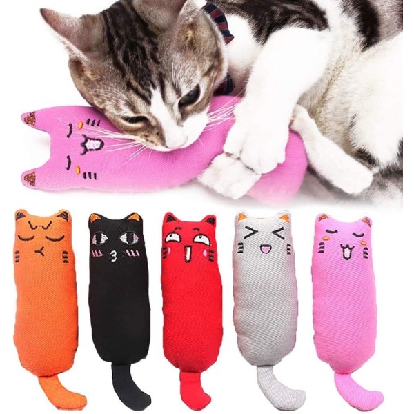 5Pcs Catnip Toy, Cat Chew Toy Bite Resistant Catnip Toys for Cats,Catnip Filled Cartoon Mice Cat Teething Chew Toy