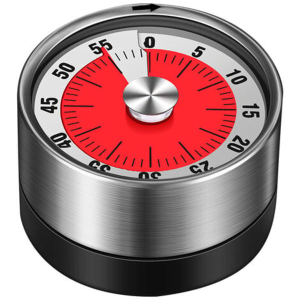 Mekanisk timer - 60 minutter - Køkkenur, 6 cm