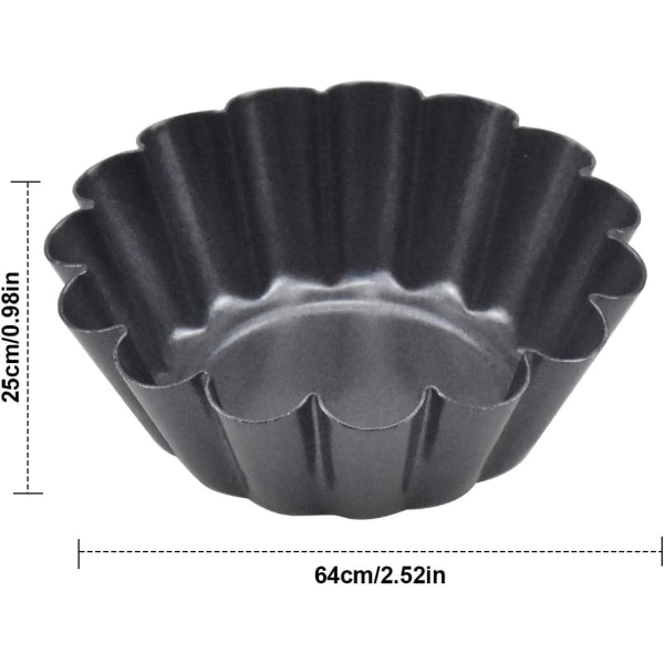 12-pakning eggtartform, non-stick blomstermuffinsform, gjenbrukbar cupcake-tartform, 6,5x2,3 cm