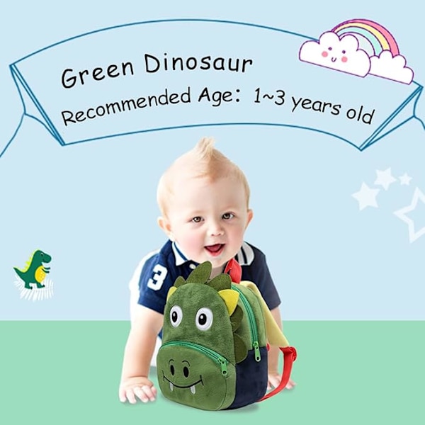Baby Ryggsäck Dagis, Barnryggsäck 3D Enhörning Dinosaurie Ryggsäck Förskole Plush Ryggsäck Söt Grundskole Ryggsäckar