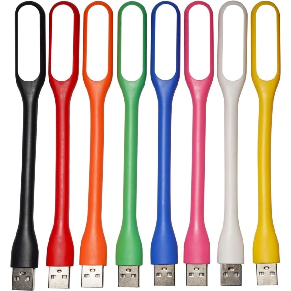 8-delt USB LED-lys, fleksibel mini USB-lys, bærbar PC/tastaturlys, USB-leselys, lite boklys, 8 farger