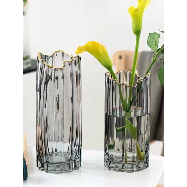 Glass Vase,Cylinder Vase Hjemmedekorasjon gray 31*12cm