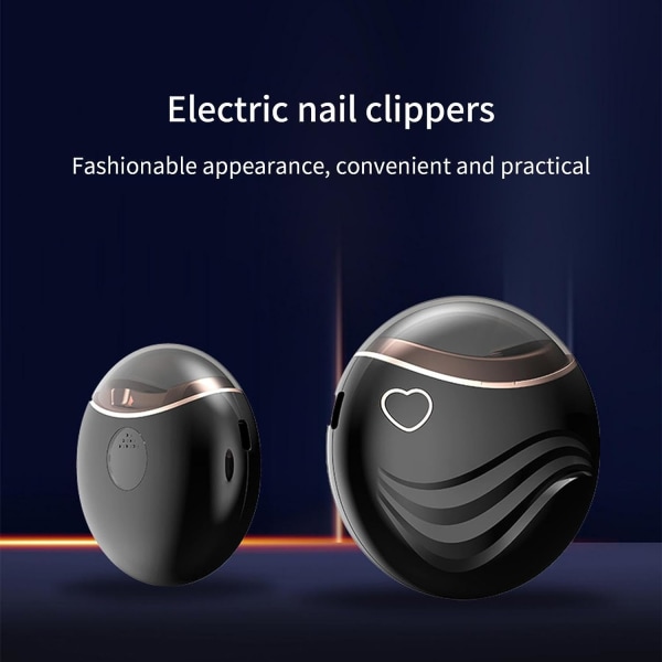 Elektrisk automatisk nagelklippare 2 i 1 Uppladdningsbar elektrisk nagelklippare för pojke och flicka och vuxna Säkra nagelklippare Skadar inte handen (Svart)
