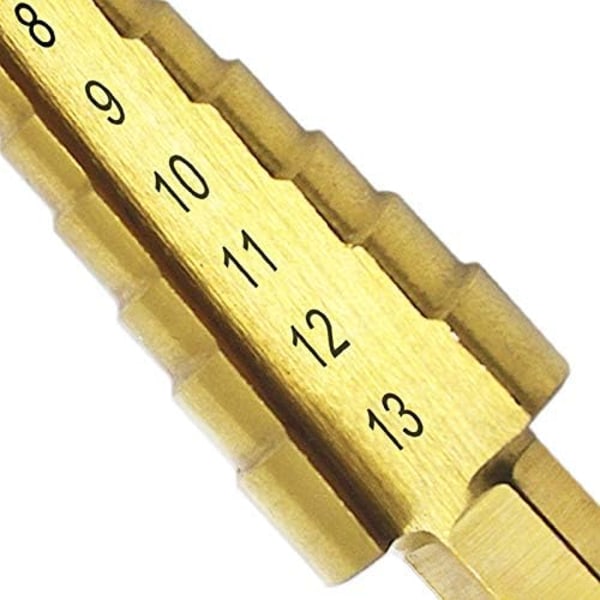 Mengshen Trin Drill Bit 3-13mm, Højhastigheds Stål Titanium Belagt Trin Drill Bit Cutter Hex Skaft Power Tool HSS Professionel Pagode Drill Bit