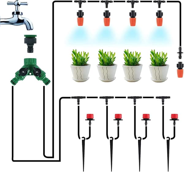 30M DIY Auto Drip Irrigation Kit, 100FT Irrigation Pipe, Irrigation Sprinklers, Perfect Drip Watering System