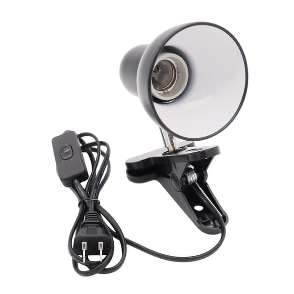 Bordlampeholder Klemme 360 ​​Rotation E27 Base med Afbryderledning, EU-stik (Sort)