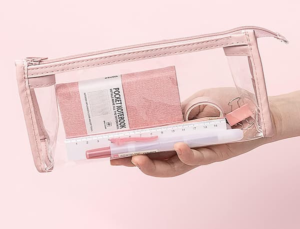 Gennemsigtig blyantæske (Pink)