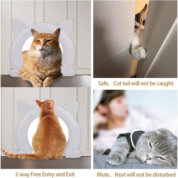 Stor husdjursdörr, 2-vägs kattinnerdörr, ABS-plastkattlucka för ihåliga eller massiva innerdörrar i upvc-dörrar, kattgång med skruvar