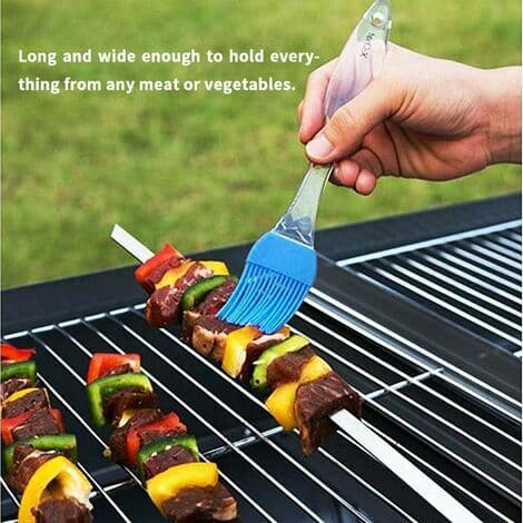 Rustfrie stålkjøttspyd for grill, flate metallspyd 35 cm - 10-pakning