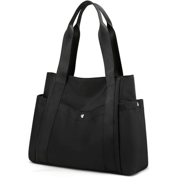 Tygväska för kvinnor Nylon Casual Handväska Axelväska Multi fickor Top Handtag Shopping Bag