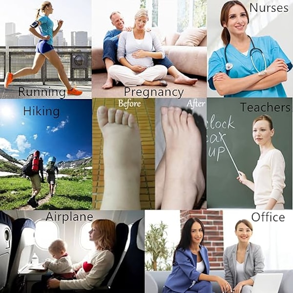 3 par kompresjonsstrømper for kvinner og menn, for idrett, ødem, diabetiker, åreknuter, reise, graviditet, amming S/M S/M