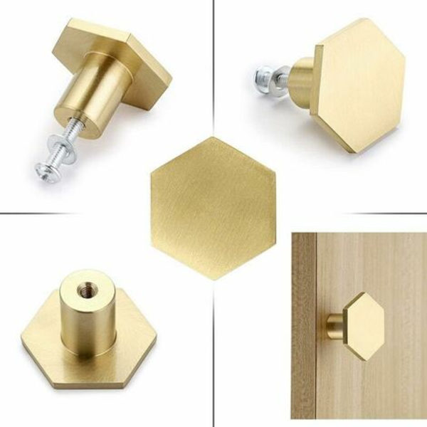 10 kpl messinkiset kuusikulmaiset nupit, kaapin oven nupit pyöreät messinkiset nupit huonekalunupit 30*21mm