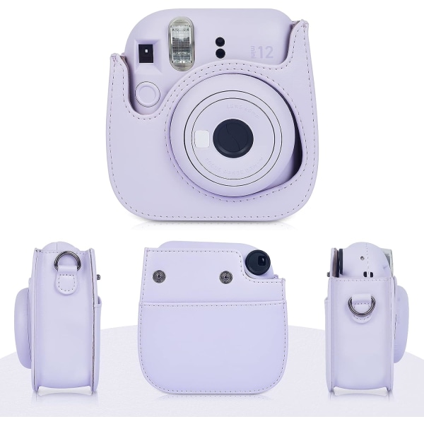 Phetium Instant mini 11 -kameran case , joka on yhteensopiva Instax Mini11:n kanssa, PU-nahkalaukku taskulla ja säädettävällä olkahihnalla (lila violetti)