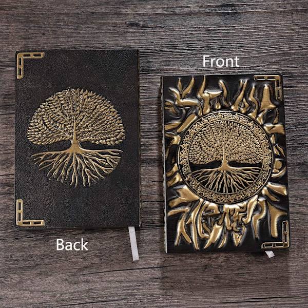 Træjournal, skrivejournal, A5 linjeret journal, 200 sider, rejsedagbog og notesbøger til at skrive i, gave til forfattere og rejsende, mænd eller kvinder Tree(Bronze) 8.4x5.7In