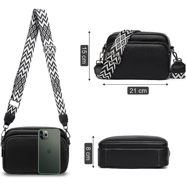 Crossbody-väskor för kvinnor - Läderhandväskor och axelväskor med justerbar bred rem Kamera Cross Body-väska för damer, flickor, resor dagligen