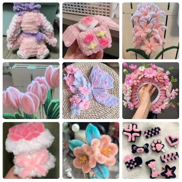 300 kpl putsauslankaa, 3 erilaista keltaista putsauslankaa taivutettavaa pehmeää käsityölankaa 30 cm putsauslankaa chenille-lankaa DIY-projekteihin ja käsityökoristeluun Set 3