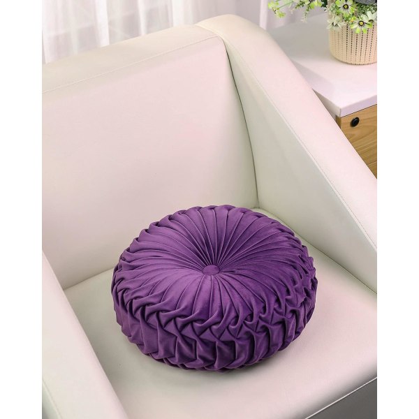 Pute for sofa dekorativ 3D gresskar rund fløyel pute for seng stol gulv 15\"X15\" Purple 15"L x 15"W