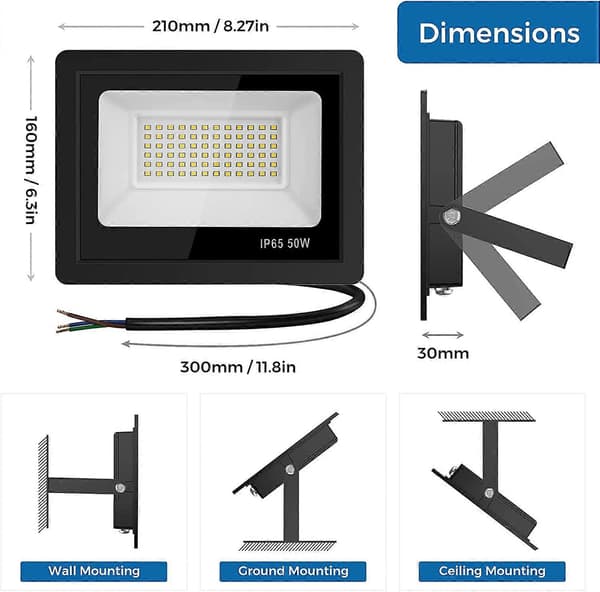 20W LED Flomlys med Bevegelsessensor, 24 LED med Sensor IP65 Vanntett, 6500K