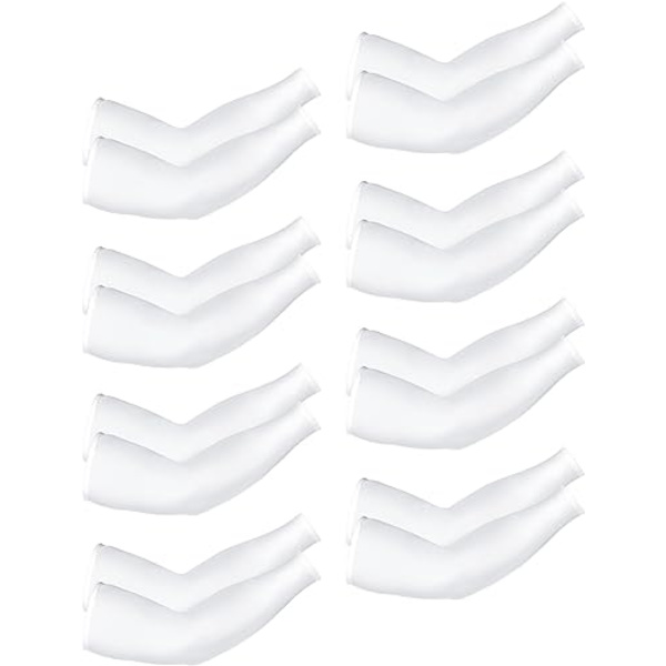 8 par unisex UV-skyddande armkylskydd i issilke White, Ice Silk