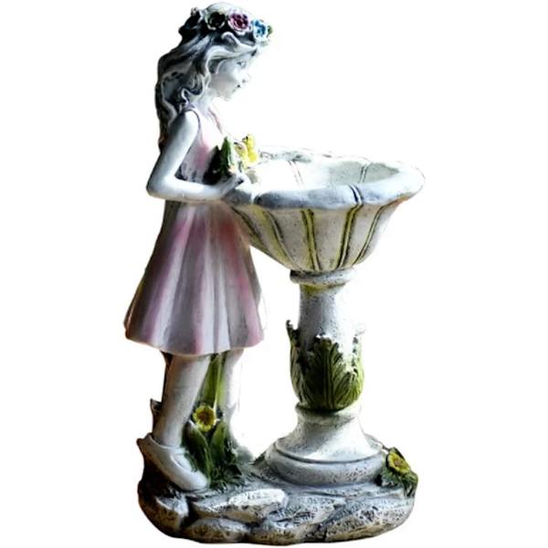 Solcellelykt Hagepynt Fe Figur Resin Figur Statue Skulptur Dekor