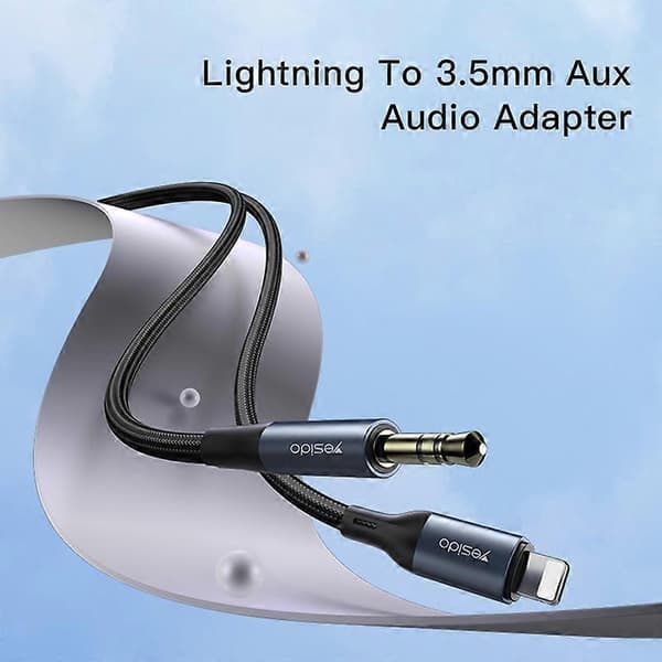 YESIDO YAU35 100CM AUX Kabel Lightning Han til 3.5mm Han Audio Adapterledning
