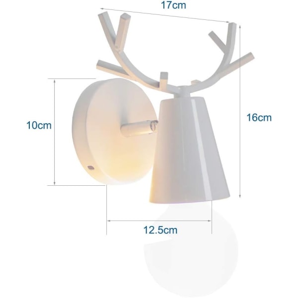 Set med 2 moderne vegglamper Interiør vegglamper med gevirdekor Metall vegglamper for soverom Stue Trapper, Hvit