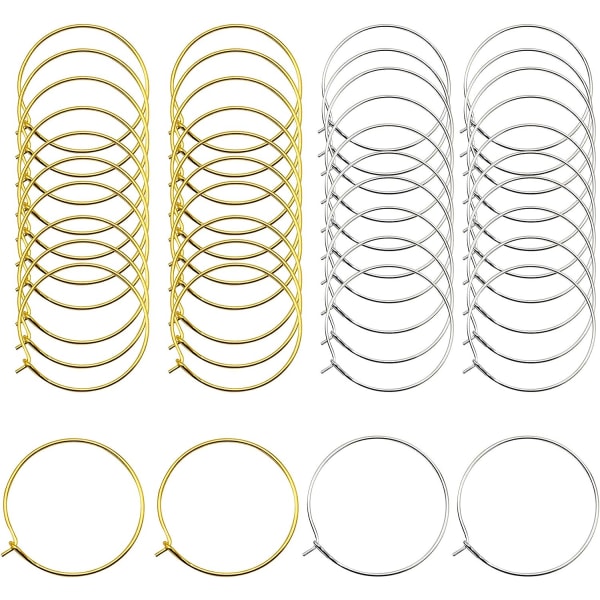 44 st Vinglas Berlock Ringar Wire Hoops Örhänge Hoops för gör-det-själv smycken, Vinglas Markers (30mm)