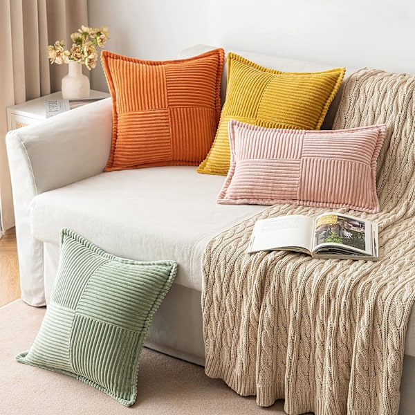 Fløjlsbetræk til puder, 2 stk., dekorative, moderne patchwork-betræk til pyntepuder, bløde pudebetræk til boligindretning, sofa, pink, 45*45 cm