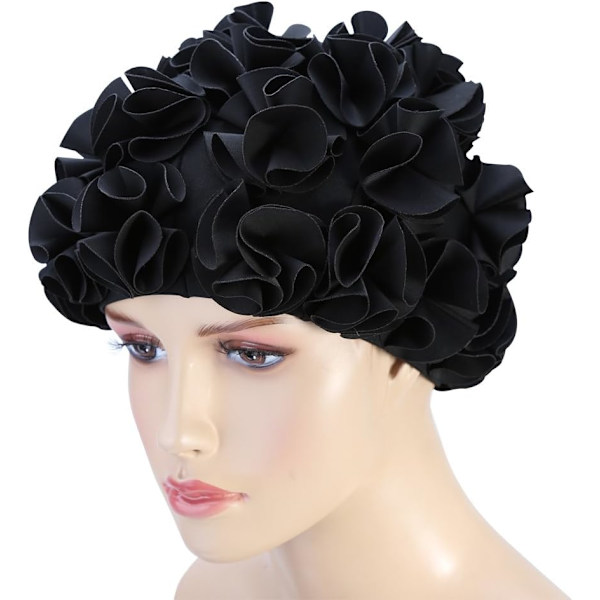 Badmössa - Simmössa Retro Blommig Blomma Mode Elastisk Simmössa Långt Hår Simbadmössa för Kvinnor Barn