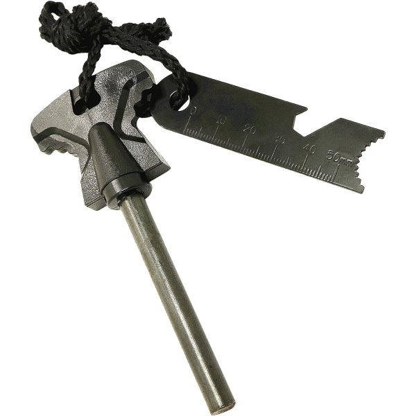 Flint and steel fire starter, magnesium torch lighter, steel spatula with scale stone corkscrew