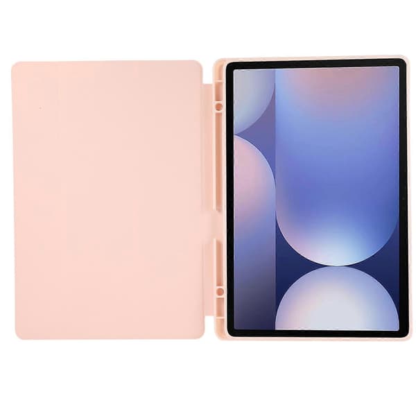 For Samsung Galaxy Tab S10+ Deksel med Pennholder Solid Farge Tri-Fold Stativ PU Lær+Nettbrettdeksel