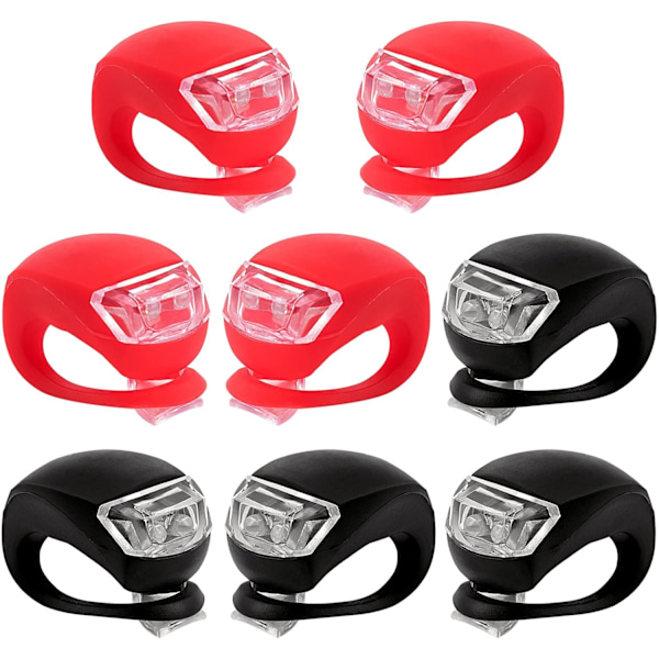 8Pack Bicycle Light, Silicone LED Bike Light Set, 4 PCS Bike Headlight and 4 Pcs Taillight (Red & White)-Multi-Purpose