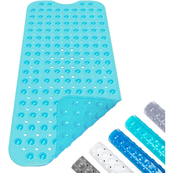 Anti-Slip Shower Mat,40×100cm Bath Tub Mat with Suction Cups and Drainage Holes