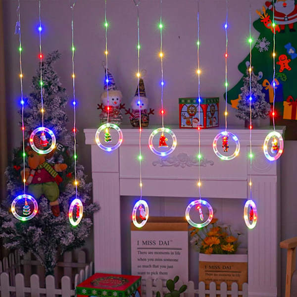 Christmas Window Light Garland, Indoor Christmas Decoration, Christmas Light Curtain, Christmas Hanging,120 LEDs,8 Remote Lighting Modes, USB Charging