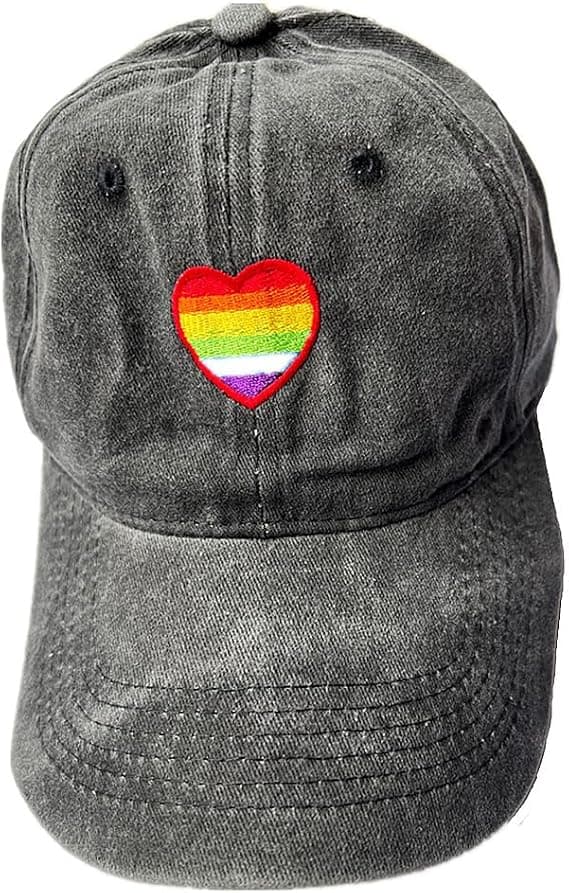 Denim Rainbow Cap – Denim-effekt Hat - Vis støtte og mangfoldighed, Sort Black