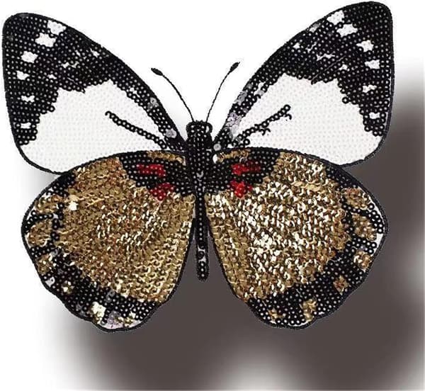 Jern eller sy sequin sommerfugl patch broderi patch badge grafisk applikation