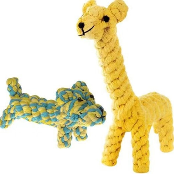 Hund Tuggleksaker för Valpar - Tandspelsleksaker för Tråkighet, Repbollknutor, Träning, Tandvård, Godis för Små och Mellanstora Hundar - Giraff och Hund