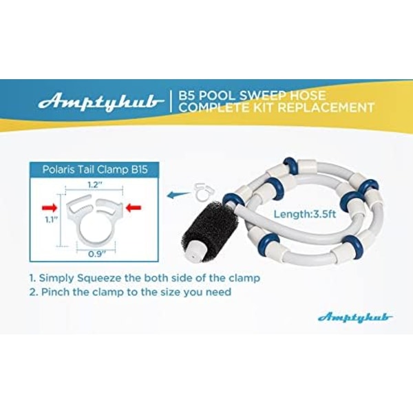Ersättning B5 Auto Sweep Hose för Zodiac Polaris 180 280 380 480 Pool Cleaner Komplett B5 B-5 Sweep Hose