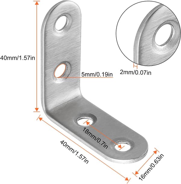 13 st rostfria fästkonsoler 40x40mm, för montering och reparation av möbler