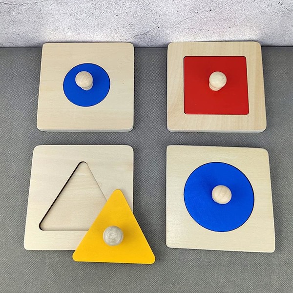Baby Træ Geometriske Form Puslespil, Montessori Farvematch Læringslegetøj 1 2 3 4 År GiAt Aor Småbørn Førskole
