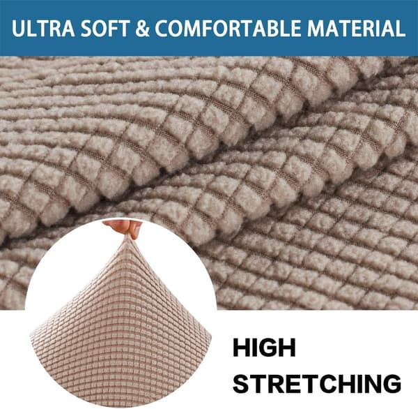 Stretch Soffkuddsöverdrag Soffkudde Möbelskydd Sofföverdrag med elastisk botten Små rutor (1 stycke, khaki) 1 Seater Khaki