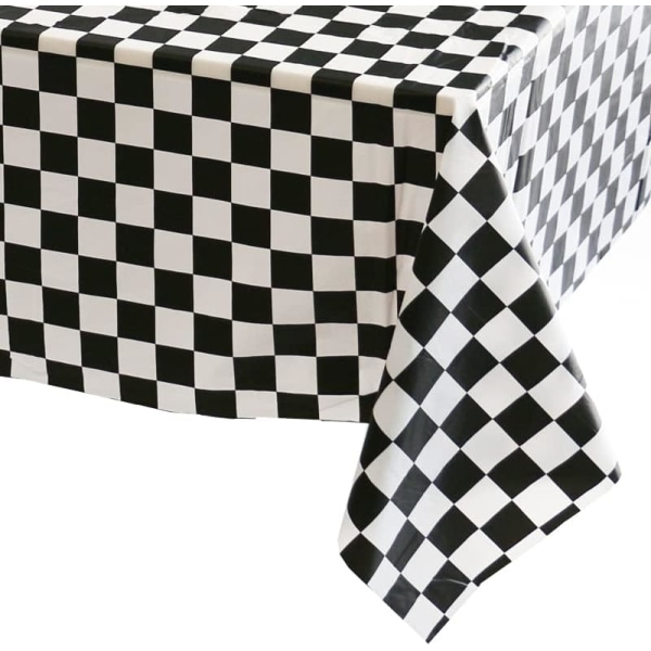 54" x 108" svart och vit rutig bordsduk Racing bordsduk Party engångs rektangulär rutig flagga plastrutig duk