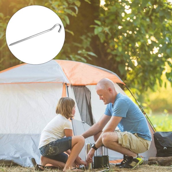Pegger Pegger, 20 stk teltplugger bakkeplugger plugger krok for telt camping hagearbeid galvanisert stål teltplugger sølv
