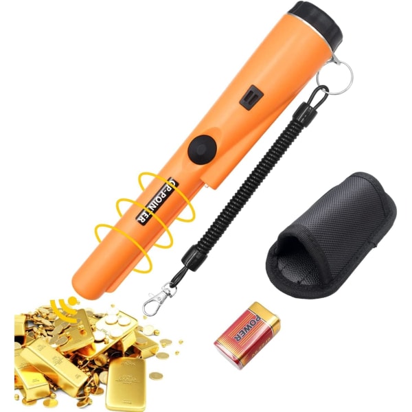 Portable Metal Detector,360° Scanning,Waterproof  with Built-in LED Indicator/Alarm Light/9V Battery,for Gold Coin Hunting,Jewelry